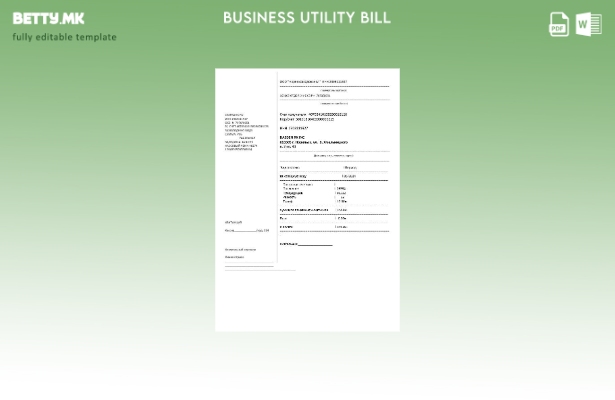 Модерен стил, шаблон за комунални сметки за деловна вода во Русија во Word и PDF